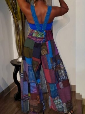 Casual Regular Fit Floral U Neck Sleeveless Summer Jumpsuit - Image 7