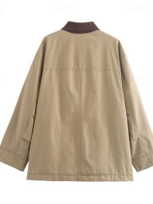 Casual Regular Fit Patchwork Turndown Long Sleeve Jacket - Image 5