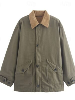 Casual Regular Fit Patchwork Turndown Long Sleeve Jacket - Image 6