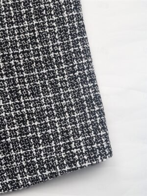 Casual Regular Fit Plaid Crewneck Long Sleeve Short Jacket - Image 8