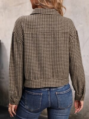 Casual Regular Fit Plaid Turndown Long Sleeve Jacket - Image 6