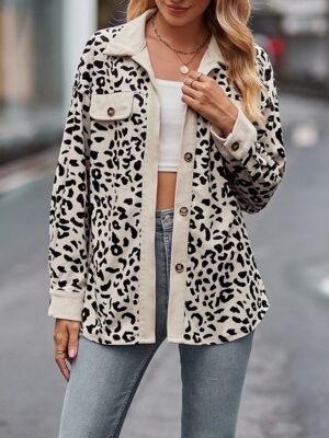 Casual Regular Fit Plaid Turndown Long Sleeve Shacket - Image 7