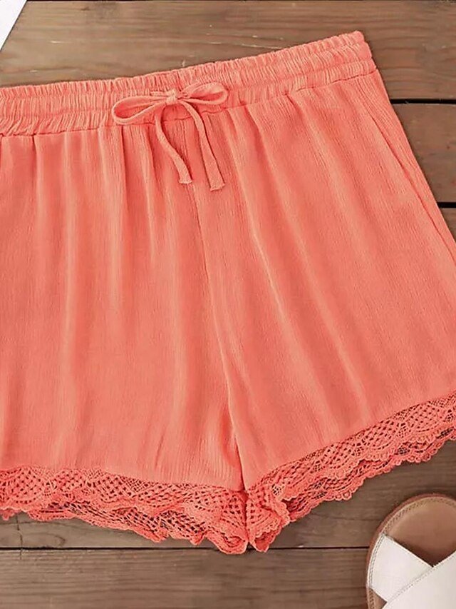 Casual Regular Fit Plain High Waist Elastic Shorts - Image 2