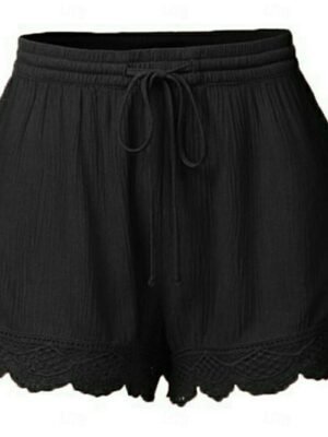 Casual Regular Fit Plain High Waist Elastic Shorts - Image 5
