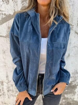 Casual Regular Fit Plain Hooded Long Sleeve Jacket - Image 1