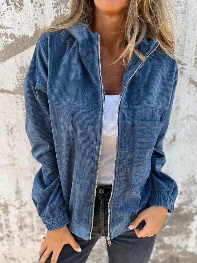 Casual Regular Fit Plain Hooded Long Sleeve Jacket - Image 1