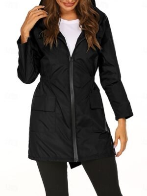 Casual Regular Fit Plain Hooded Long Sleeve Jacket - Image 10