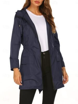 Casual Regular Fit Plain Hooded Long Sleeve Jacket - Image 11