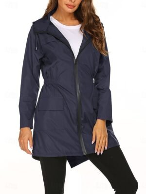 Casual Regular Fit Plain Hooded Long Sleeve Jacket - Image 12
