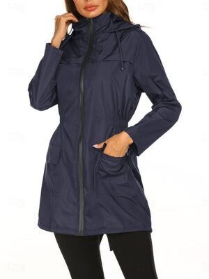 Casual Regular Fit Plain Hooded Long Sleeve Jacket - Image 13