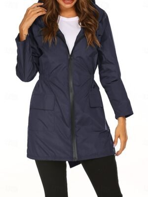 Casual Regular Fit Plain Hooded Long Sleeve Jacket - Image 14