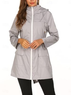 Casual Regular Fit Plain Hooded Long Sleeve Jacket - Image 15