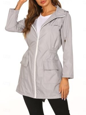 Casual Regular Fit Plain Hooded Long Sleeve Jacket - Image 16