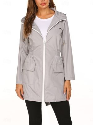 Casual Regular Fit Plain Hooded Long Sleeve Jacket - Image 18
