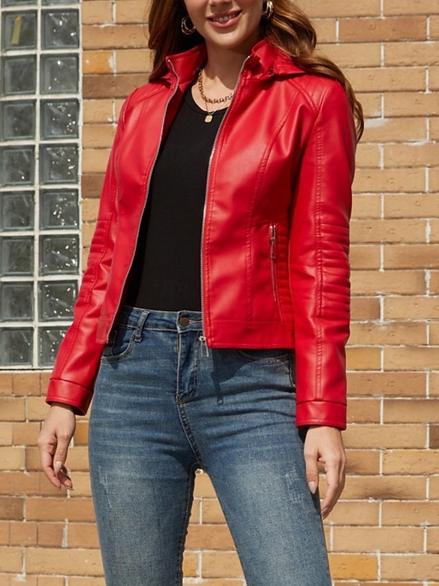 Casual Regular Fit Plain Hooded Long Sleeve Short Jacket - Image 2