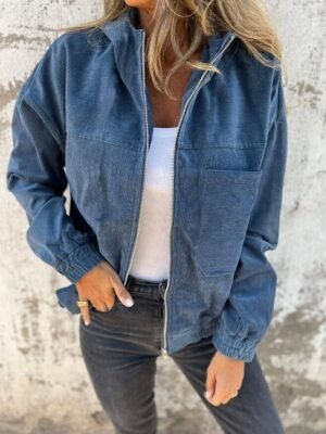 Casual Regular Fit Plain Hooded Long Sleeve Jacket - Image 3