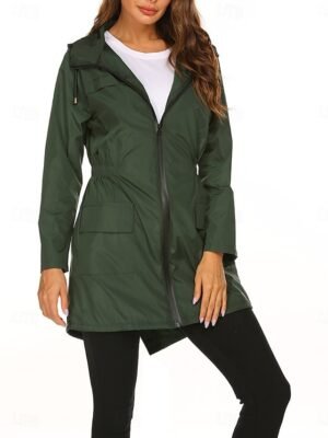 Casual Regular Fit Plain Hooded Long Sleeve Jacket - Image 3