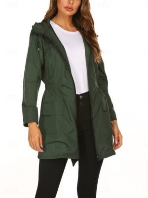 Casual Regular Fit Plain Hooded Long Sleeve Jacket - Image 4