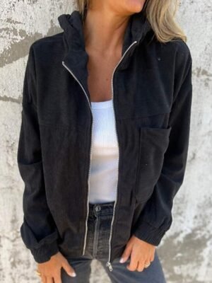 Casual Regular Fit Plain Hooded Long Sleeve Jacket - Image 4