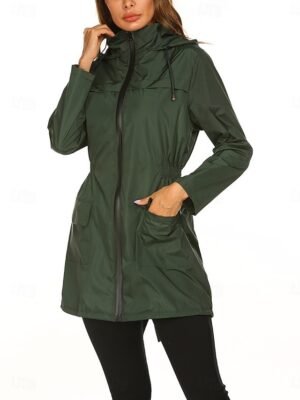 Casual Regular Fit Plain Hooded Long Sleeve Jacket - Image 5