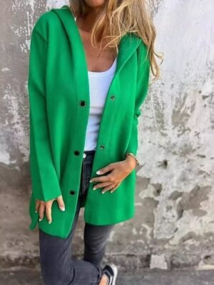 Casual Regular Fit Plain Hooded Long Sleeve Bomber Jacket - Image 6