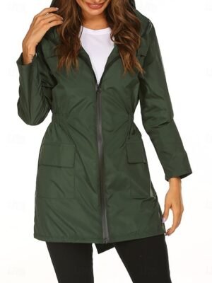 Casual Regular Fit Plain Hooded Long Sleeve Jacket - Image 6
