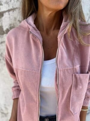 Casual Regular Fit Plain Hooded Long Sleeve Jacket - Image 6