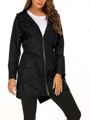 Casual Regular Fit Plain Hooded Long Sleeve Jacket - Image 7