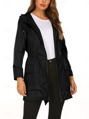 Casual Regular Fit Plain Hooded Long Sleeve Jacket - Image 8