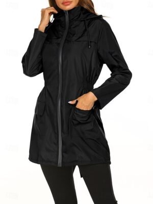 Casual Regular Fit Plain Hooded Long Sleeve Jacket - Image 9
