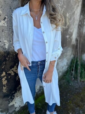 Casual Regular Fit Plain Lapel Long Sleeve Long Jacket - Image 1