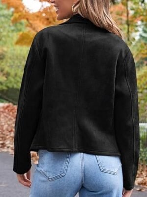 Casual Regular Fit Plain Lapel Long Sleeve Short Jacket - Image 12