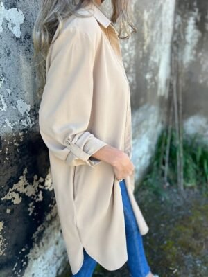 Casual Regular Fit Plain Lapel Long Sleeve Long Jacket - Image 14