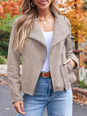 Casual Regular Fit Plain Lapel Long Sleeve Short Jacket - Image 3