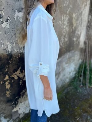 Casual Regular Fit Plain Lapel Long Sleeve Long Jacket - Image 5