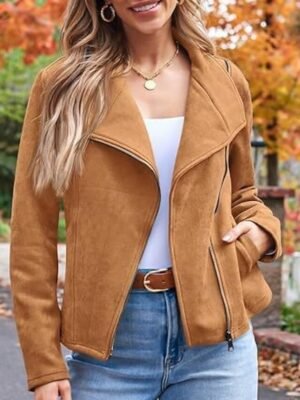 Casual Regular Fit Plain Lapel Long Sleeve Short Jacket - Image 6