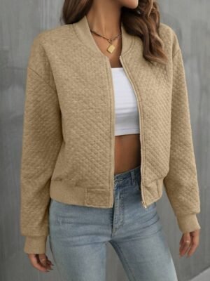 Casual Regular Fit Plain Notch Lapel Long Sleeve Jacket - Image 3