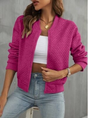 Casual Regular Fit Plain Notch Lapel Long Sleeve Jacket - Image 5