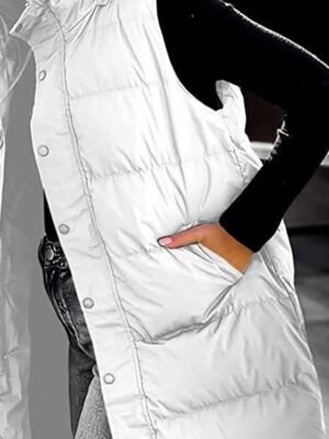 Casual Regular Fit Plain Sleeveless Long Hoodie Vest - Image 16