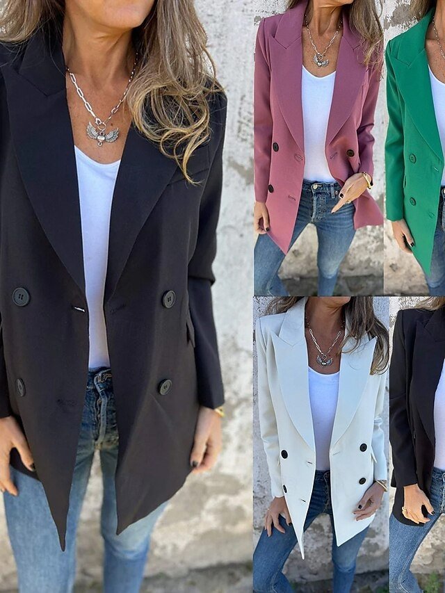 Casual Regular Fit Plain Turndown Long Sleeve Jacket - Image 1