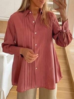 Casual Regular Fit Plain Turndown Long Sleeve Shirt Jacket - Image 1