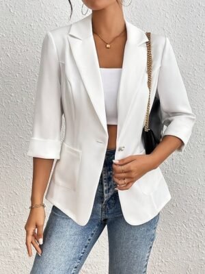 Casual Regular Fit Plain Turndown Long Sleeve Blazer - Image 1