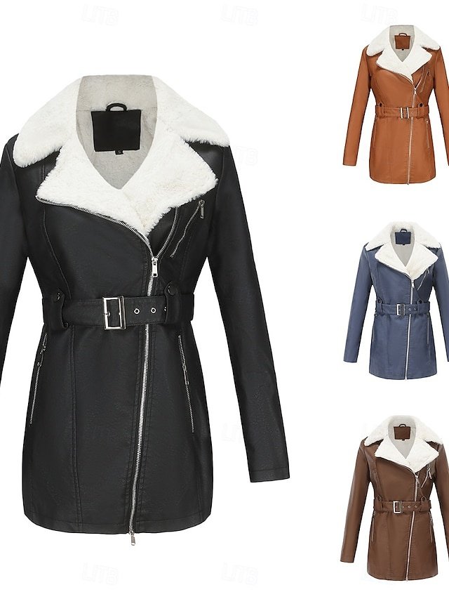 Casual Regular Fit Plain Turndown Long Sleeve Fleece Jacket - Image 1
