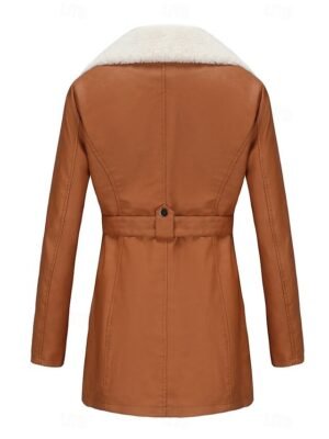 Casual Regular Fit Plain Turndown Long Sleeve Fleece Jacket - Image 13