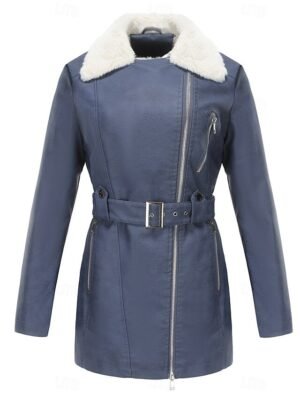 Casual Regular Fit Plain Turndown Long Sleeve Fleece Jacket - Image 15