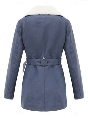 Casual Regular Fit Plain Turndown Long Sleeve Fleece Jacket - Image 17