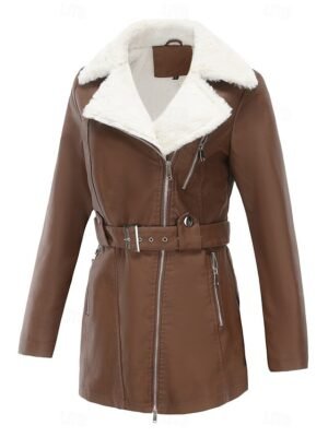 Casual Regular Fit Plain Turndown Long Sleeve Fleece Jacket - Image 19
