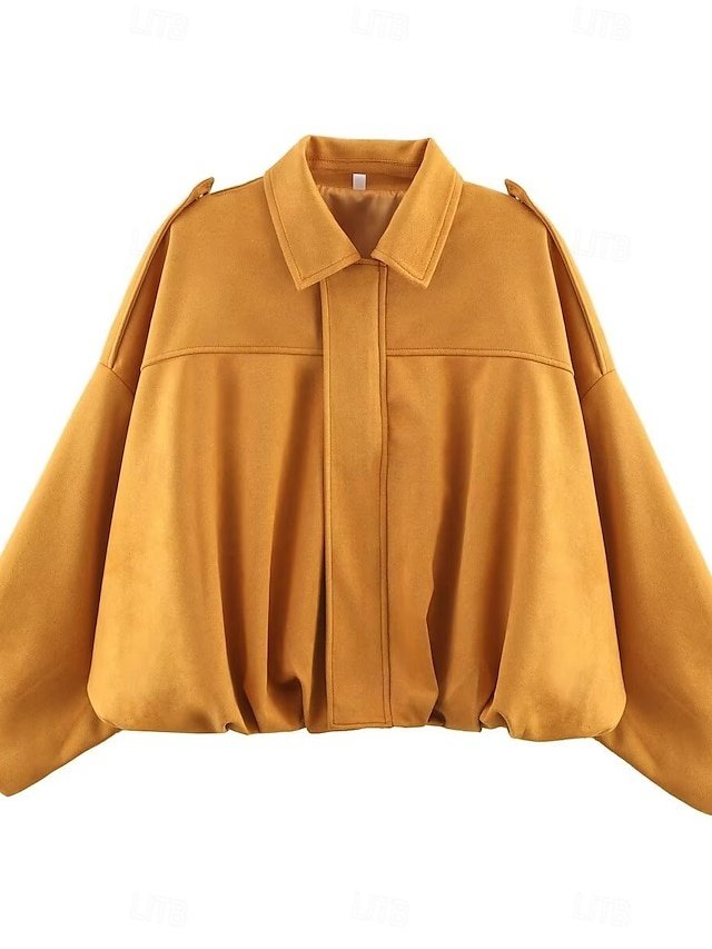 Casual Regular Fit Plain Turndown Long Sleeve Short Jacket - Image 2