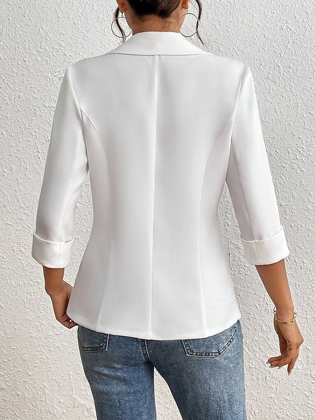 Casual Regular Fit Plain Turndown Long Sleeve Blazer - Image 2