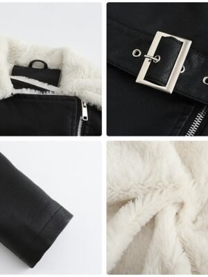 Casual Regular Fit Plain Turndown Long Sleeve Fleece Jacket - Image 21
